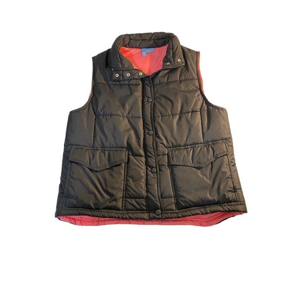 Fuda Black/ pink snap button puffer vest ladies Large - Picture 3 of 9